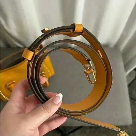 Michael Kors Carine Carmel Small Studded Pebbled Leather Satchel - Picture 9 of 11